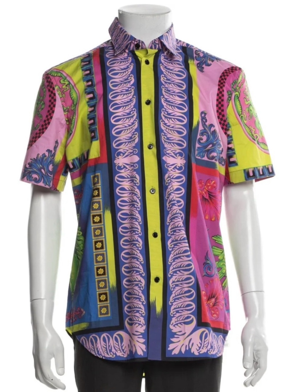 Versace Multicolor Short-Sleeve Button-Down Shirt